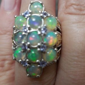 Ethiopian well opal/tanzanite ring